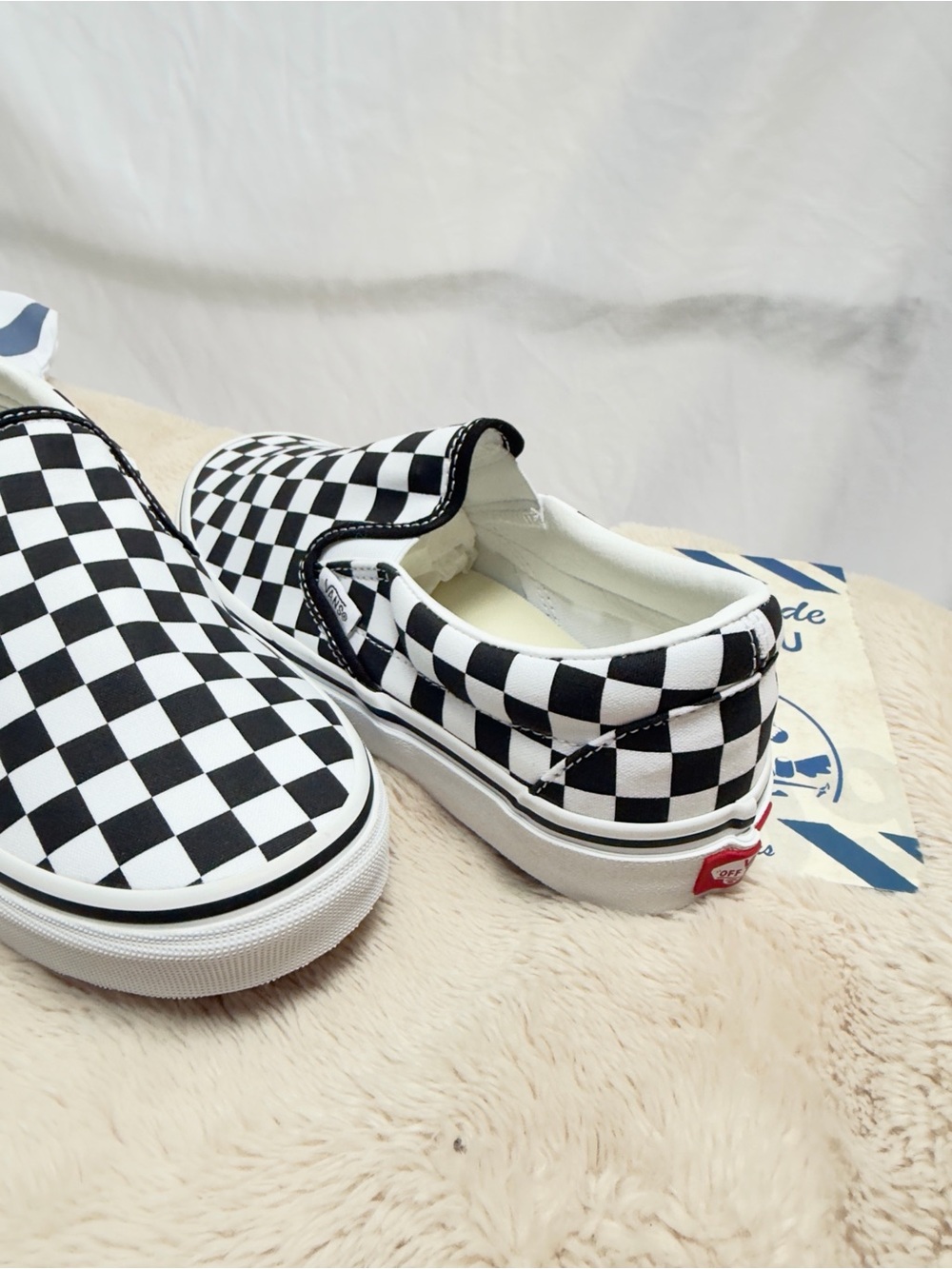 Custom Women’s Vans Checkerboard Slip-On Loafers - Black & White- new! Size 8W - Picture 10 of 10
